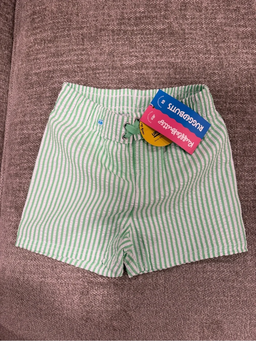 RuggedButts Green & White Striped Seersucker Shorts